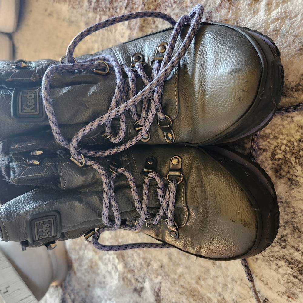 Keds Metallic Gray Lace-Up Boots